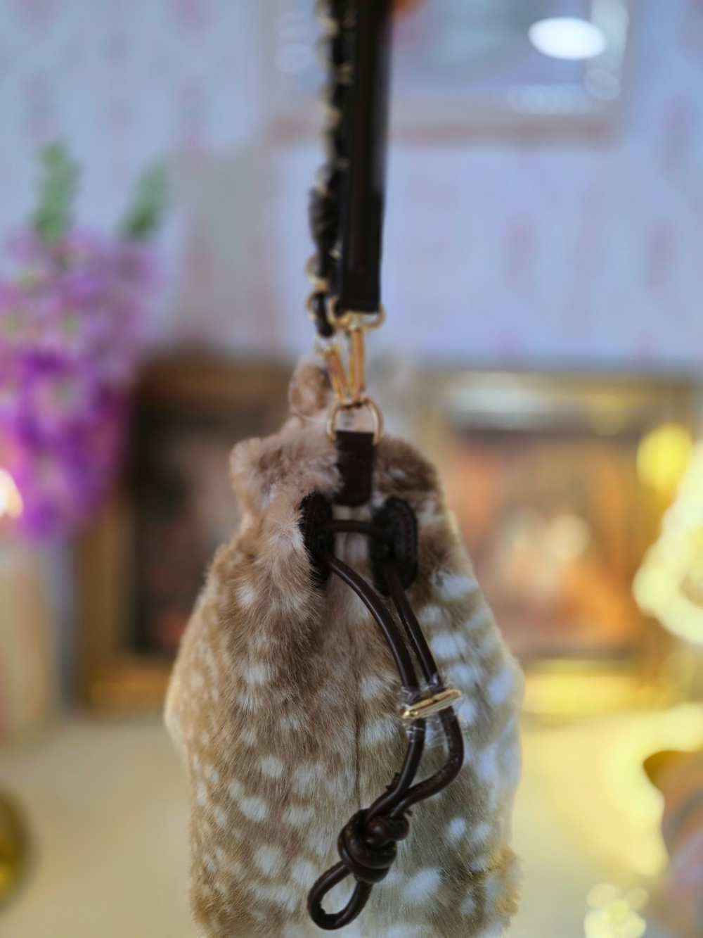 Faux Fur Brown Spotted Wristlet Bag - Women Accessories